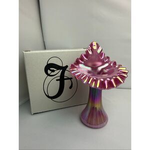 Fenton Opalescent Plum Tulip-Jack in the Pulpit Vase with Box